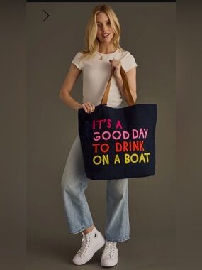 Panache Navy Tote - It’s a Good Day to Drink on a Boat